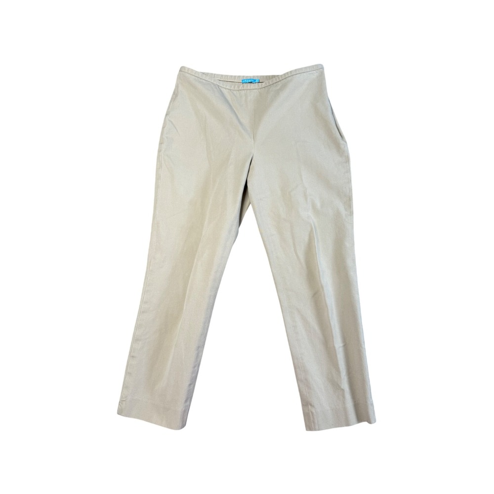 J. McLaughlin Lexi Straight Leg Pants Women Size 6 Tan Excellent Side Zip Chino